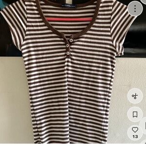 Brandy Melville Brown and Cream Striped Top
